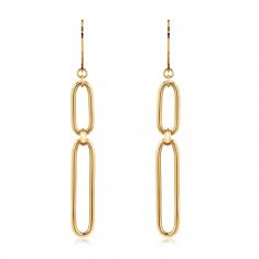 Yellow Gold Paperclip Link Chain Earrings