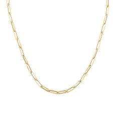 Yellow Gold Paperclip Link Chain Necklace 4.2mm, 18 Inches