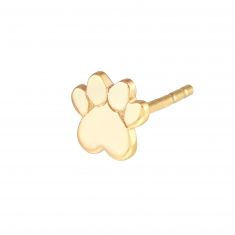 Yellow Gold Paw Print Stud Earrings