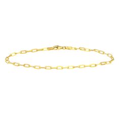 Yellow Gold Solid Petite Paperclip Chain Bracelet | 2.5mm | 7.25 Inches