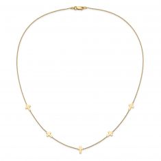 Yellow Gold Polished Cross Station Necklace | 18 Inches