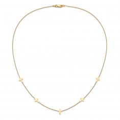 Yellow Gold Polished Cross Station Necklace | 18 Inches