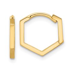 Yellow Gold Polished Geometric Hoop Earrings