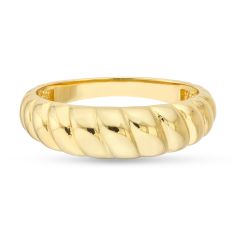 Yellow Gold Ribbed Dome Ring