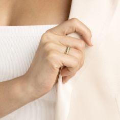 Yellow Gold Ribbed Dome Ring