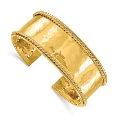 Yellow Gold Rope Edge Cuff Bracelet | 22mm