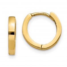 Yellow Gold Round Hinged Huggie Hoop Earrings, 8x2mm