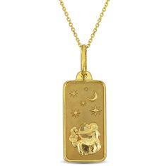 Yellow Gold Sagittarius Zodiac Sign Pendant Necklace