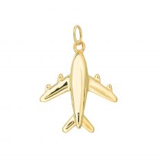 Yellow Gold Semi-Solid Airplane Pendant | 11mm