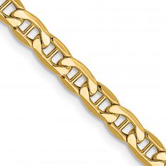 Yellow Gold Semi-Solid Anchor Chain Necklace | 4mm | 18 Inches