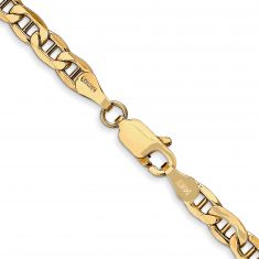 Yellow Gold Semi-Solid Anchor Chain Necklace | 4mm | 18 Inches