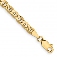 Yellow Gold Semi-Solid Anchor Chain Necklace | 4mm | 18 Inches