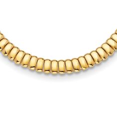 Yellow Gold Semi-Solid Band Link Omega Chain Necklace | 13.5mm | 18 Inches