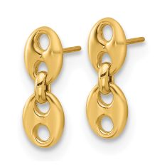 Yellow Gold Semi-Solid Double Mariner Chain Link Earrings