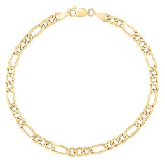 Yellow Gold Semi-Solid Figaro Chain Bracelet | 4.4mm