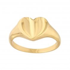 Yellow Gold Semi-Solid Heart Signet Ring