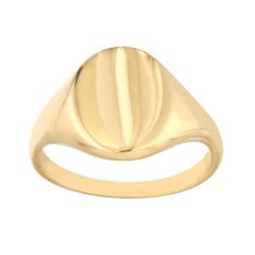 Yellow Gold Semi-Solid Oval Signet Ring