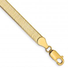 Yellow Gold Silky Herringbone Chain Bracelet 5mm
