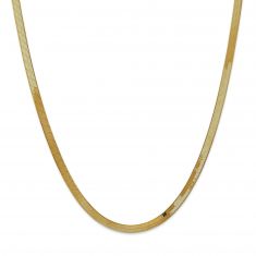 Yellow Gold Solid Silky Herringbone Chain Necklace | 4mm | 18 Inches