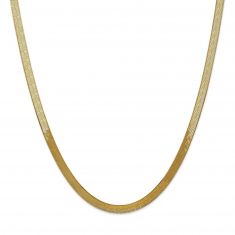 Yellow Gold Solid Silky Herringbone Chain Necklace | 5mm | 18 Inches