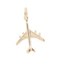 14k Yellow Gold Small Airplane 3D Charm