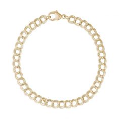 14k Yellow Gold Small Double Link Dapped Curb Classic Charm Bracelet