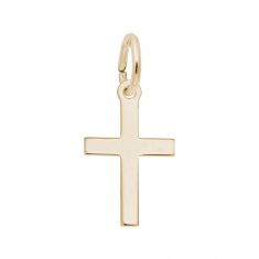 14k Yellow Gold Small Plain Cross Flat Charm