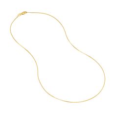 Yellow Gold Solid Box Chain Necklace | 0.66mm