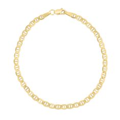 Yellow Gold Solid Classic Mariner Chain Anklet | 3.2mm | 10 Inches
