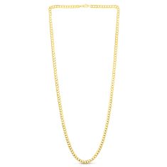 Yellow Gold Solid Comfort Curb Chain Necklace | 4.7mm