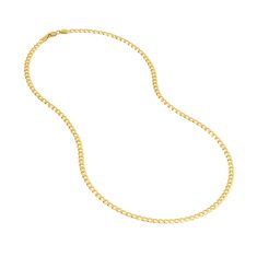 Yellow Gold Solid Curb Chain Necklace | 3.7mm