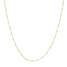 Yellow Gold Solid Diamond-Cut Beads and Cable Chain Necklace | 1.7mm