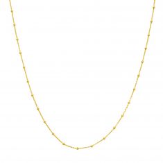 Yellow Gold Solid Diamond-Cut Beads and Cable Chain Necklace | 1.7mm