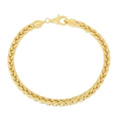 Yellow Gold Solid Diamond-Cut Lite Round Wheat Chain Bracelet | 5.3mm | 8.75 Inches