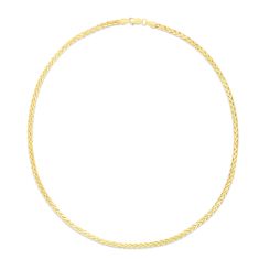Yellow Gold Solid Diamond-Cut Lite Round Wheat Chain Necklace | 3.2mm