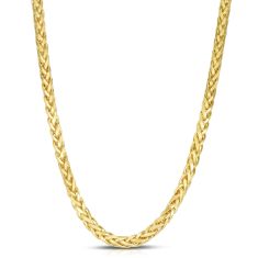 Yellow Gold Solid Diamond-Cut Lite Round Wheat Chain Necklace | 5.3mm