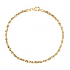 Yellow Gold Solid Diamond-Cut Rope Chain Bracelet, 5mm, 8 Inches