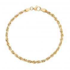 Yellow Gold Solid Diamond-Cut Rope Chain Bracelet | 4mm