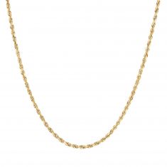 Yellow Gold Solid Diamond-Cut Rope Chain Necklace | 3mm