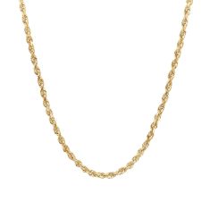 Yellow Gold Solid Diamond-Cut Rope Chain Necklace | 5mm