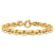 Yellow Gold Solid Fancy Knife-Edge Rolo Link Chain Bracelet | 7.95mm | 8 Inches