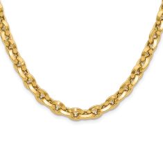 Yellow Gold Solid Fancy Knife-Edge Rolo Link Chain Necklace | 8.11mm | 17.25 Inches