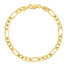 Yellow Gold Solid Figaro Chain Bracelet | 3.1mm