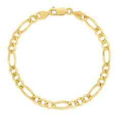 Yellow Gold Solid Figaro Chain Bracelet | 4.5mm