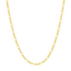 Yellow Gold Solid Figaro Chain Necklace | 1.3mm