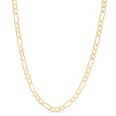 Yellow Gold Solid Figaro Chain Necklace | 6mm