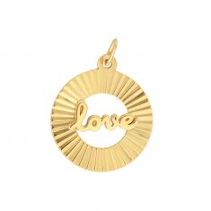 Yellow Gold Solid Love Radiant Medallion Pendant | 13mm