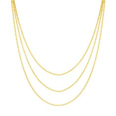 Yellow Gold Solid Multi-Strand Valentino Adjustable Necklace | 2.7mm | 18 Inches