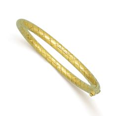 Yellow Gold Solid Quilt Textured Bangle Bracelet | 5mm