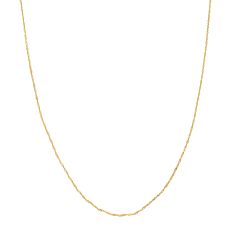 Yellow Gold Solid Singapore Chain Necklace |  1.15mm